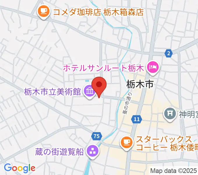 栃木市立文学館の地図
