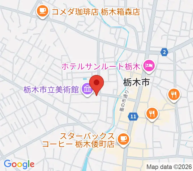栃木市立文学館の地図