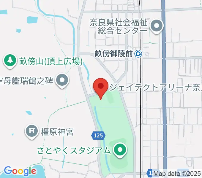 ジェイテクトアリーナ奈良の地図