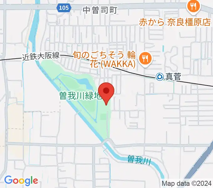 曽我川緑地体育館の地図