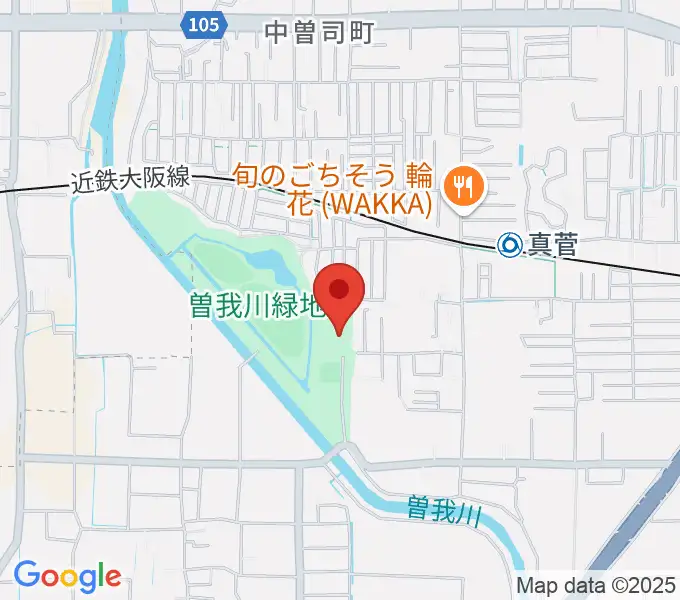 曽我川緑地体育館の地図