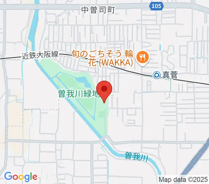 曽我川緑地体育館の地図