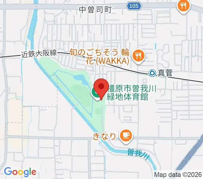曽我川緑地体育館の地図