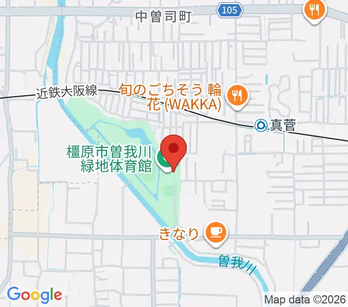 曽我川緑地体育館の地図