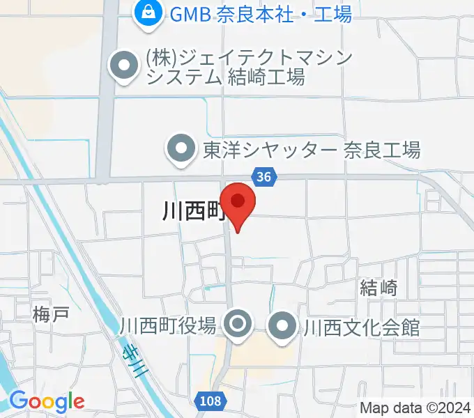 川西町中央体育館の地図