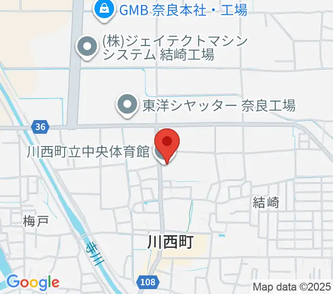 川西町中央体育館の地図