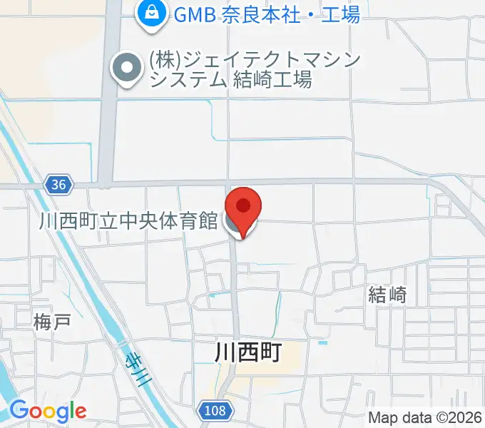川西町中央体育館の地図