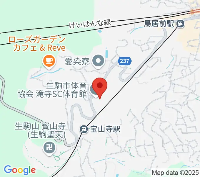 生駒市体育協会滝寺S.C.体育館の地図