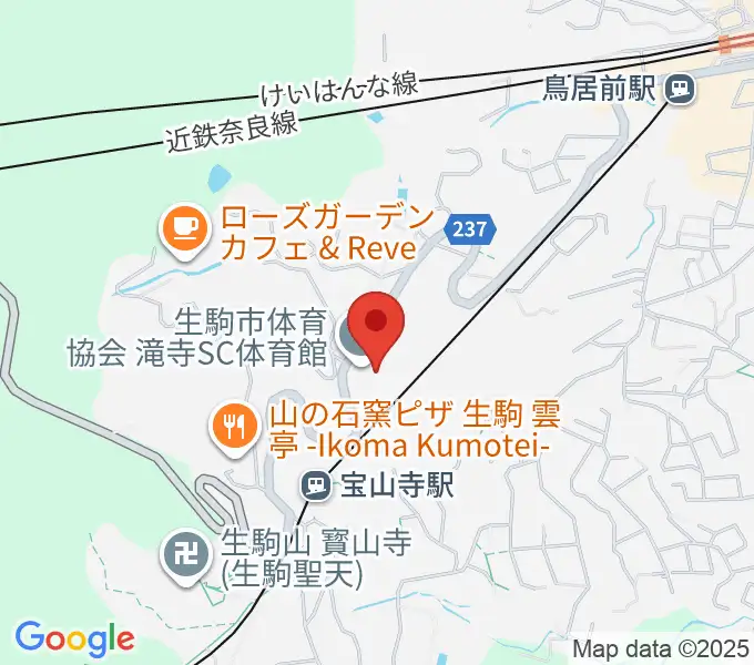 生駒市体育協会滝寺S.C.体育館の地図