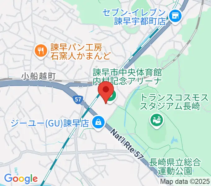 諫早市中央体育館・内村記念アリーナの地図