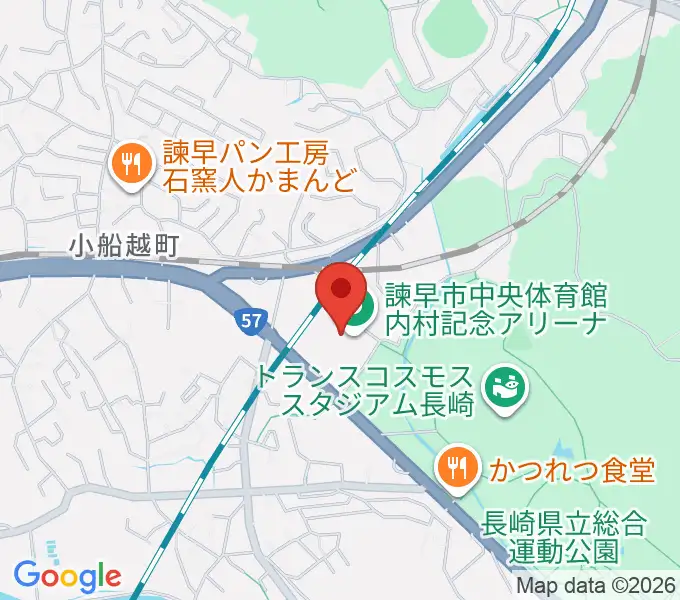 諫早市中央体育館・内村記念アリーナの地図