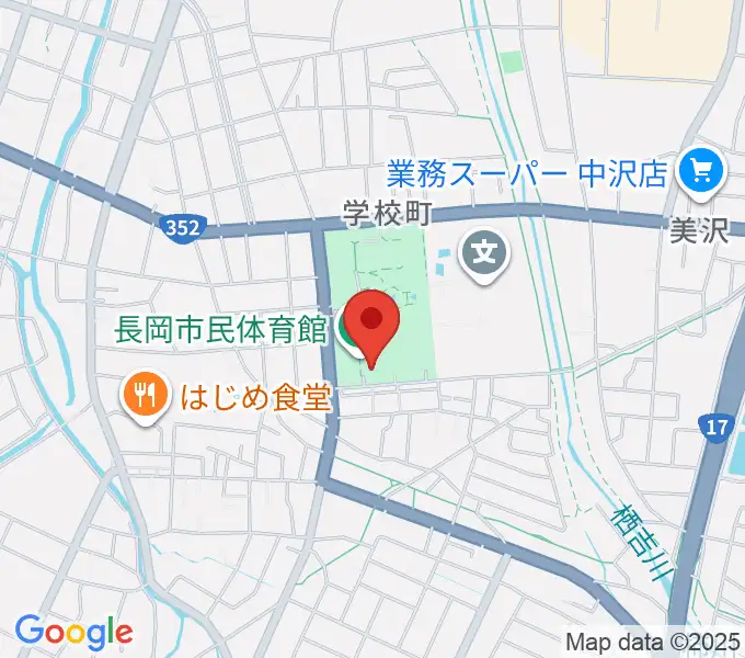 長岡市市民体育館の地図