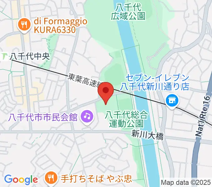 八千代市市民体育館の地図