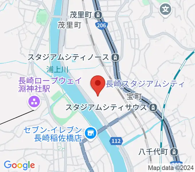 長崎ピーススタジアムの地図