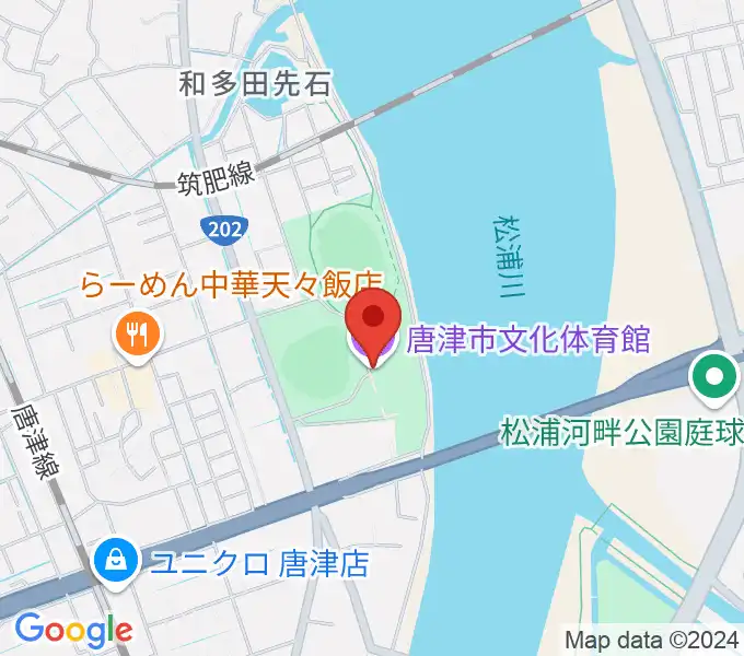 唐津市文化体育館の地図