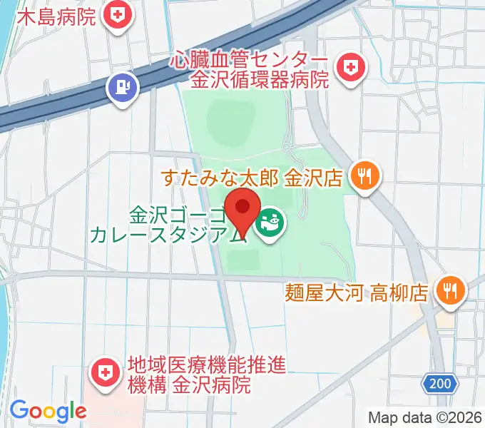 金沢ゴーゴーカレースタジアムの地図