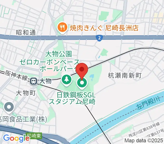 日鉄鋼板SGLスタジアム尼崎の地図