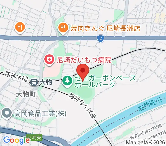 日鉄鋼板SGLスタジアム尼崎の地図