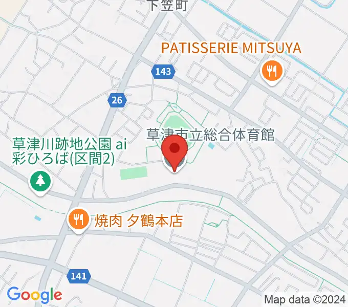 草津市立総合体育館の地図