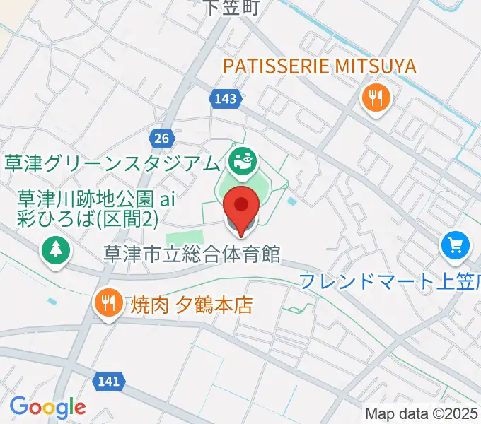 草津市立総合体育館の地図