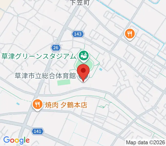 草津市立総合体育館の地図