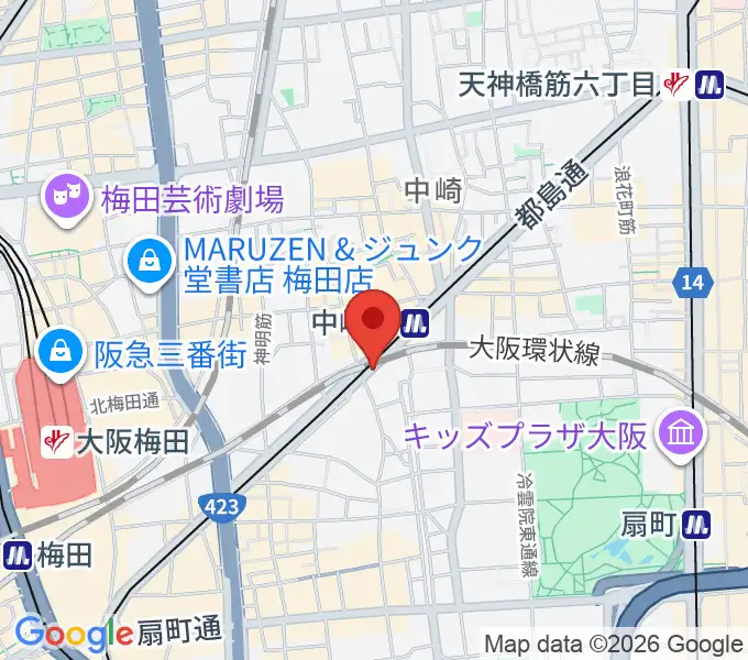 スタジオぐび梅田店の地図