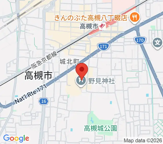 高槻城公園芸術文化劇場 北館の地図