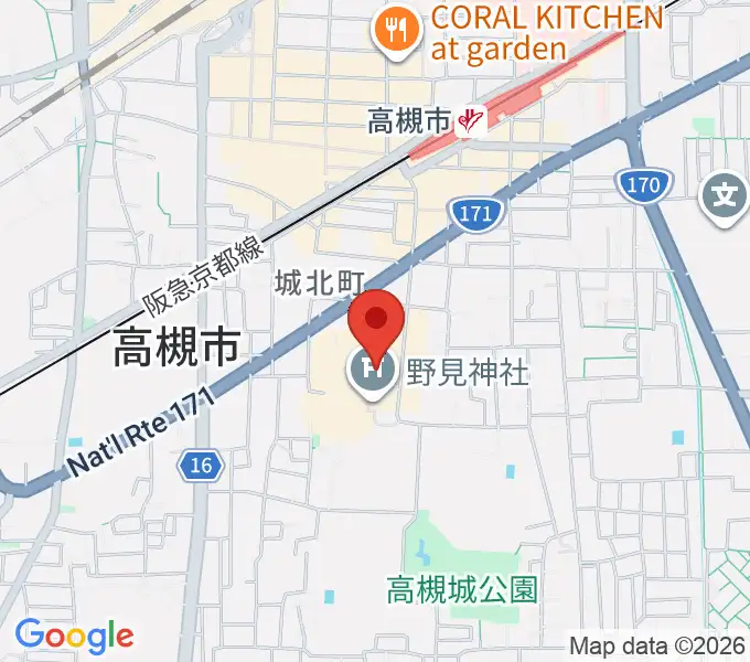 高槻城公園芸術文化劇場 北館の地図