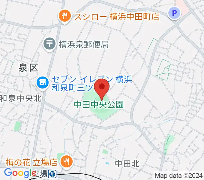 中田中央公園野球場の地図