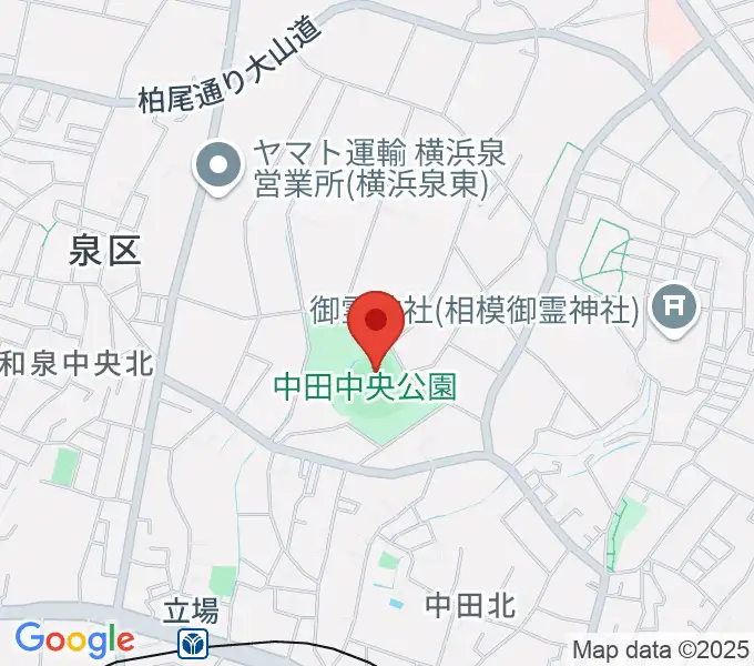 中田中央公園野球場の地図