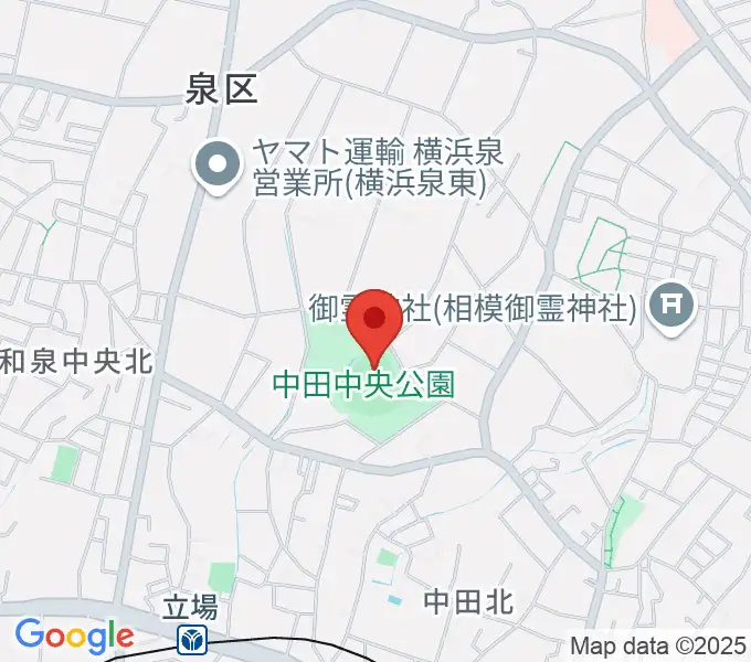 中田中央公園野球場の地図