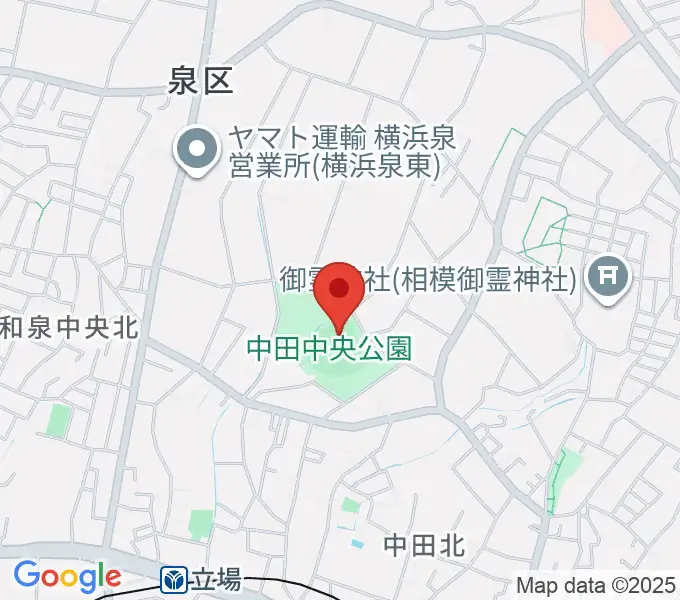 中田中央公園野球場の地図