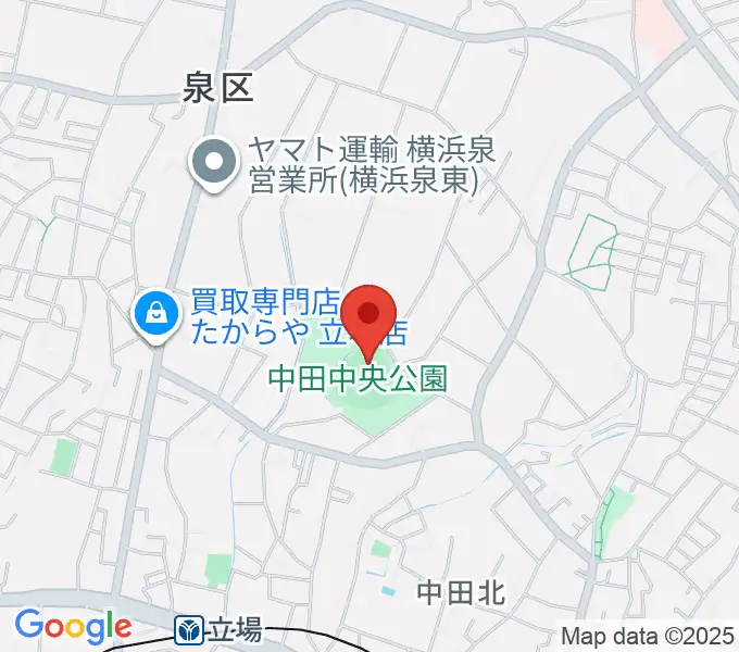 中田中央公園野球場の地図