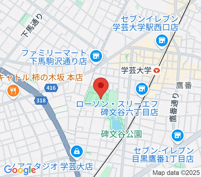 碑文谷野球場の地図