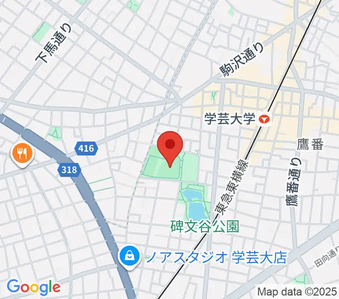 碑文谷野球場の地図