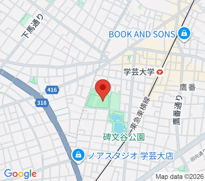 碑文谷野球場の地図