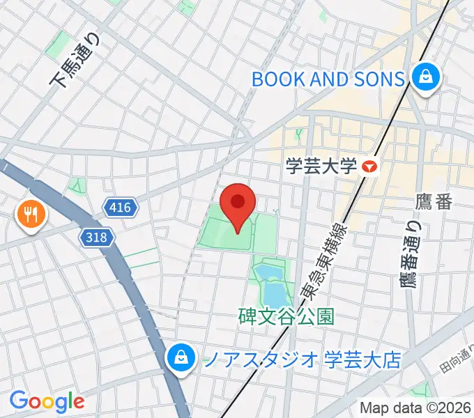 碑文谷野球場の地図