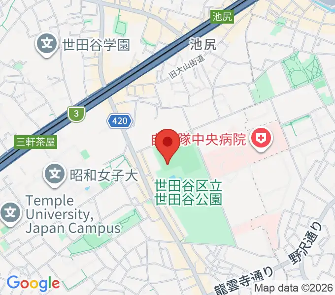 世田谷公園軟式野球場の地図