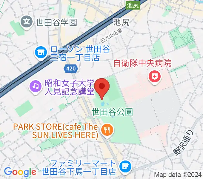 せたがや未来の平和館の地図