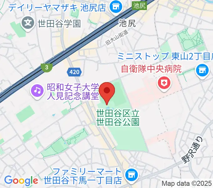 せたがや未来の平和館の地図