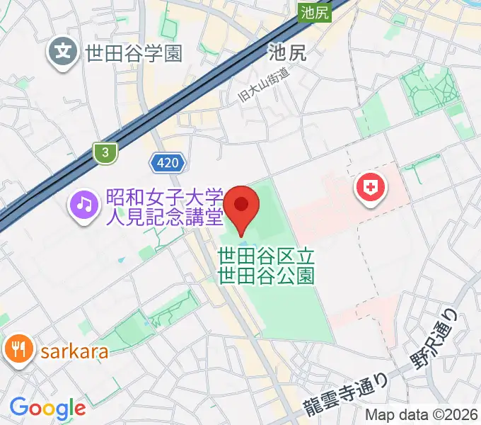 せたがや未来の平和館の地図