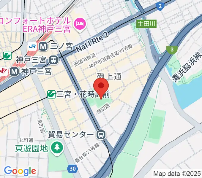 神戸市立磯上体育館の地図