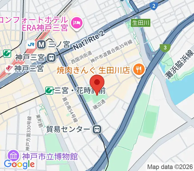 神戸市立磯上体育館の地図