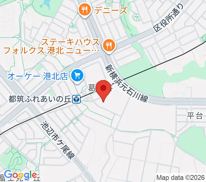 横浜市都筑プールの地図