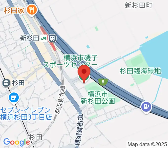 横浜市磯子スポーツセンターの地図