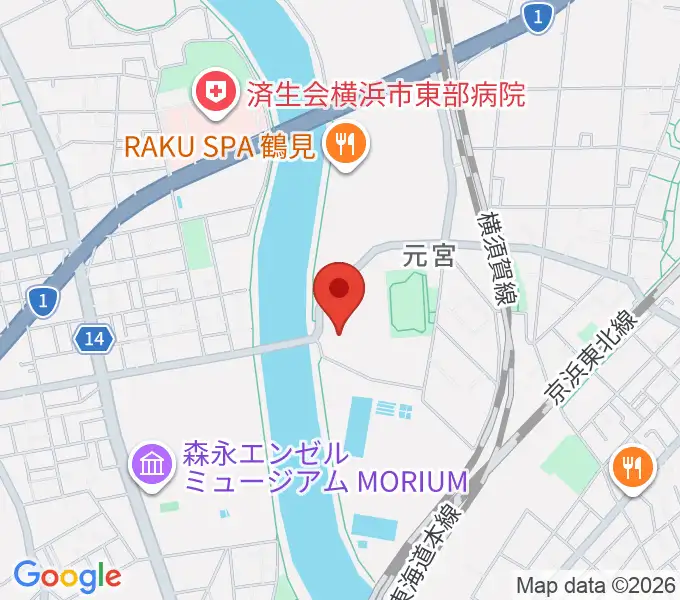 横浜市鶴見スポーツセンターの地図