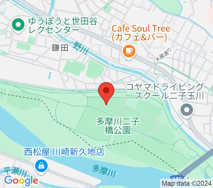 二子玉川緑地野球場の地図