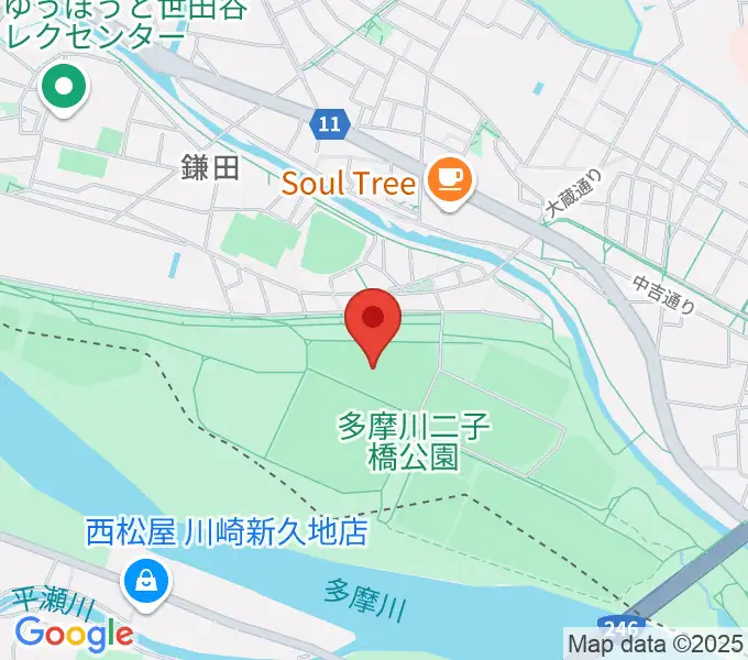 二子玉川緑地野球場の地図