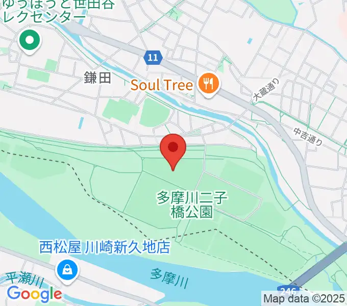 二子玉川緑地野球場の地図