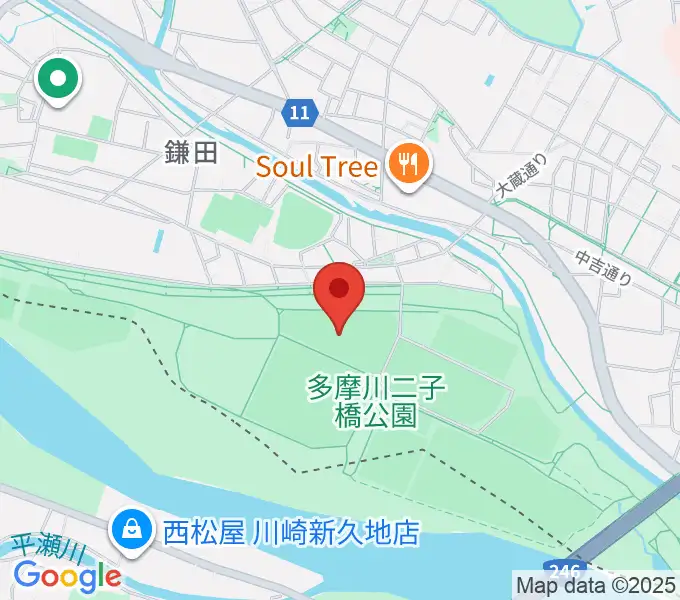 二子玉川緑地野球場の地図